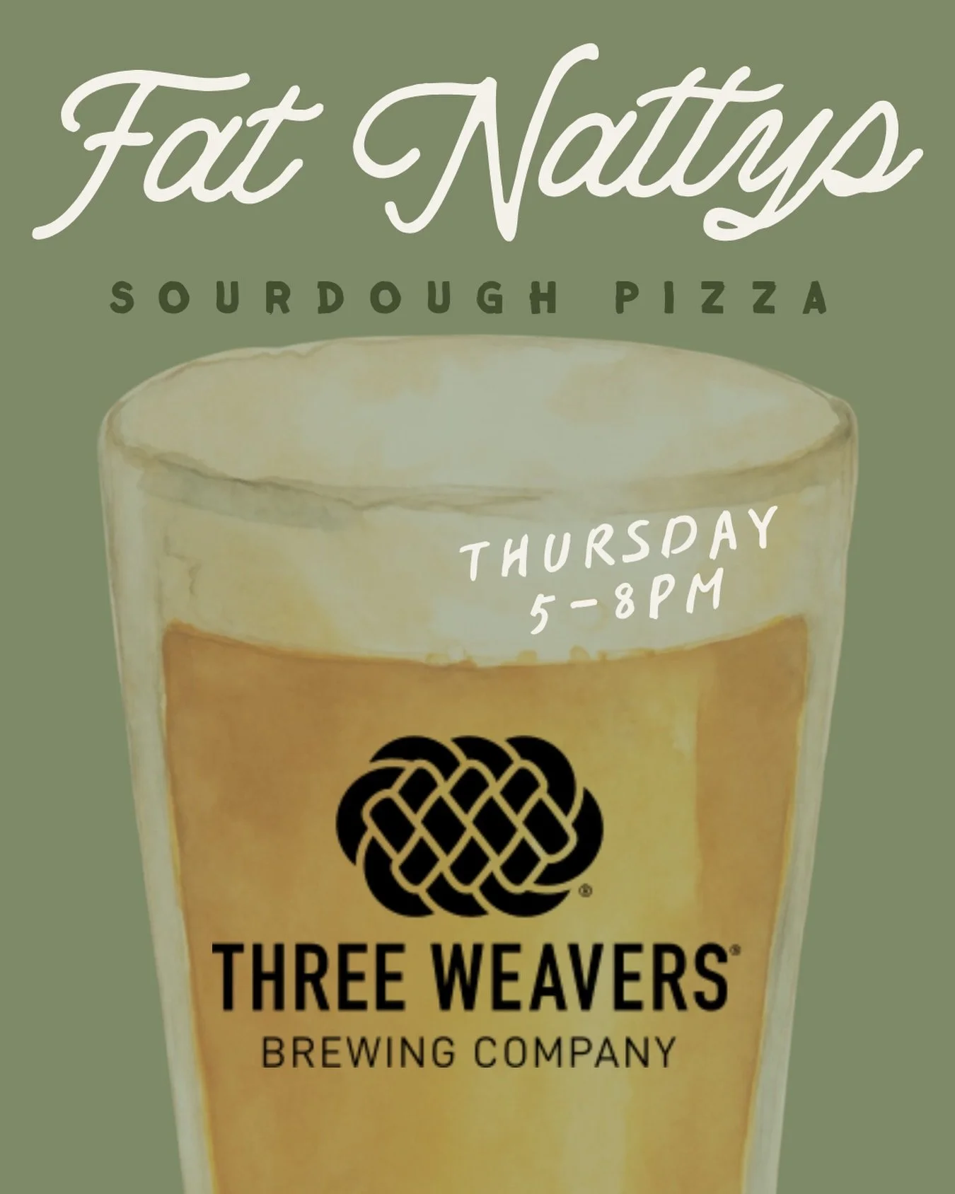 You&rsquo;ve been asking - we&rsquo;re excited to return to our favorite, @threeweavers this Thursday night! Come say hi, and grab a pie!