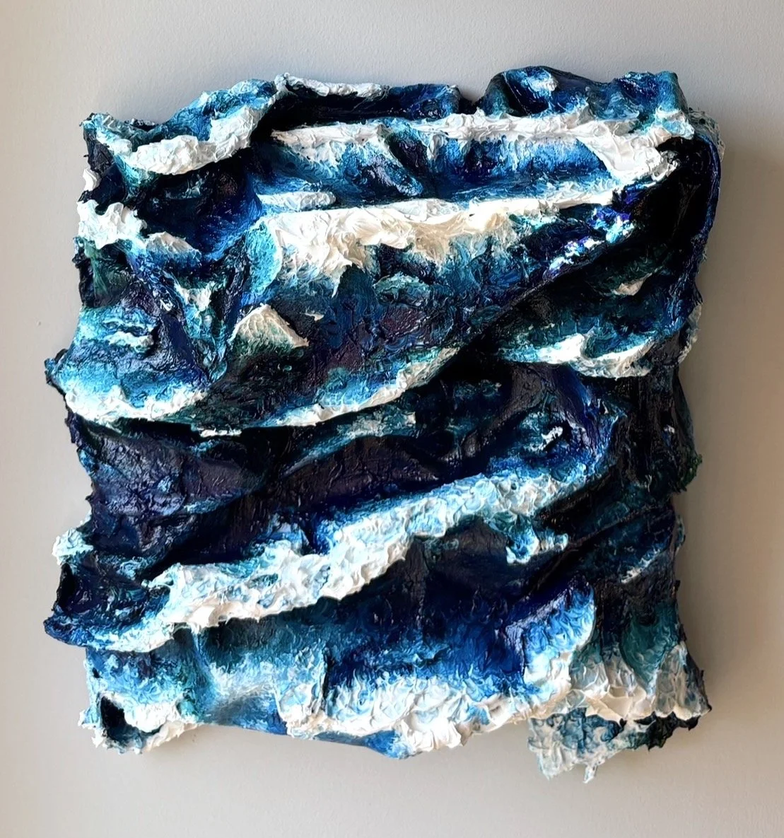 wave iixiii, (1/2) 12"x12", acrylic & denim on canvas, 2024