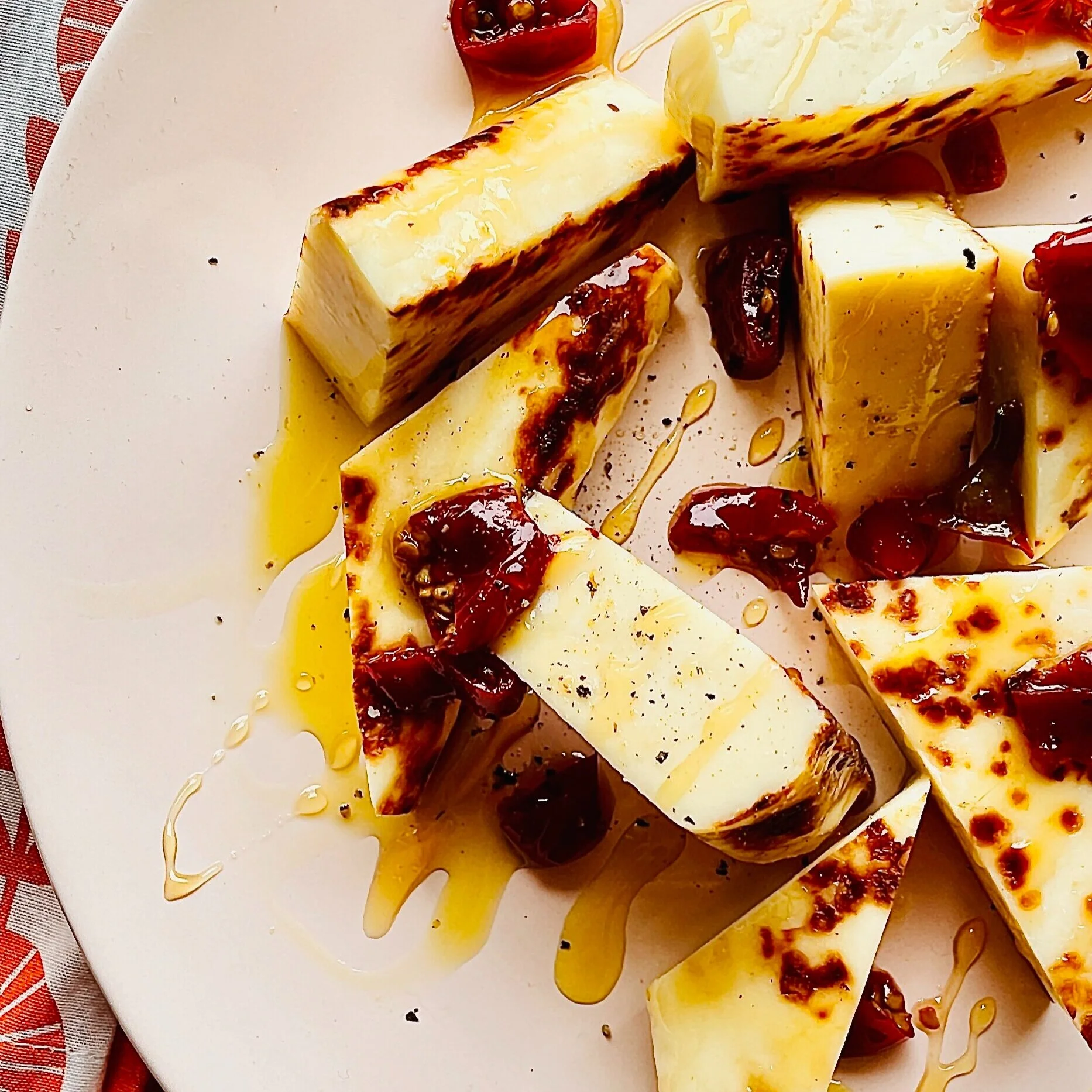 Bread Cheese with Calabrian chili, Honey and Olive Oil