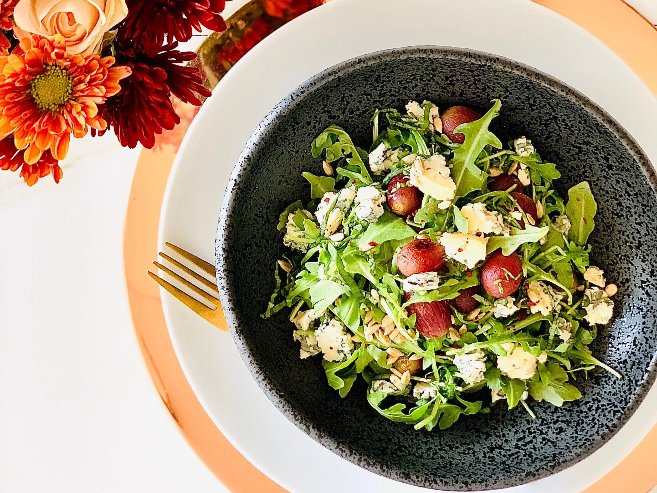 Roasted Grape and Blue Cheese Salad