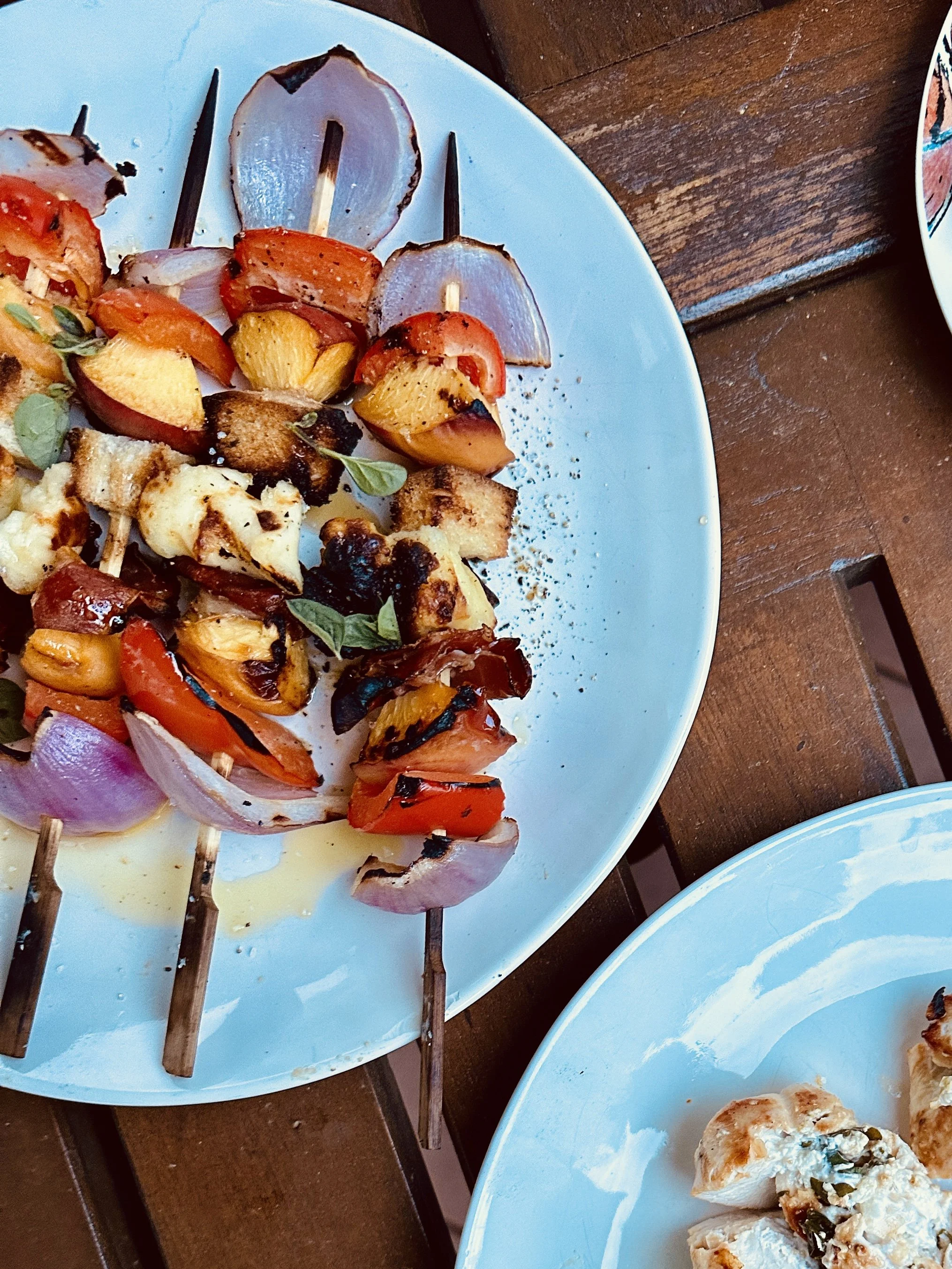 Peach, Cheese and Prosciutto Skewers