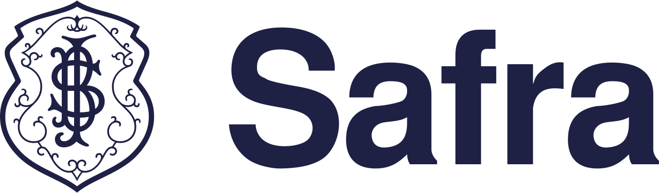 Logotipo do Satra, com um escudo decorativo à esquerda e a palavra 'Satra' ao lado.