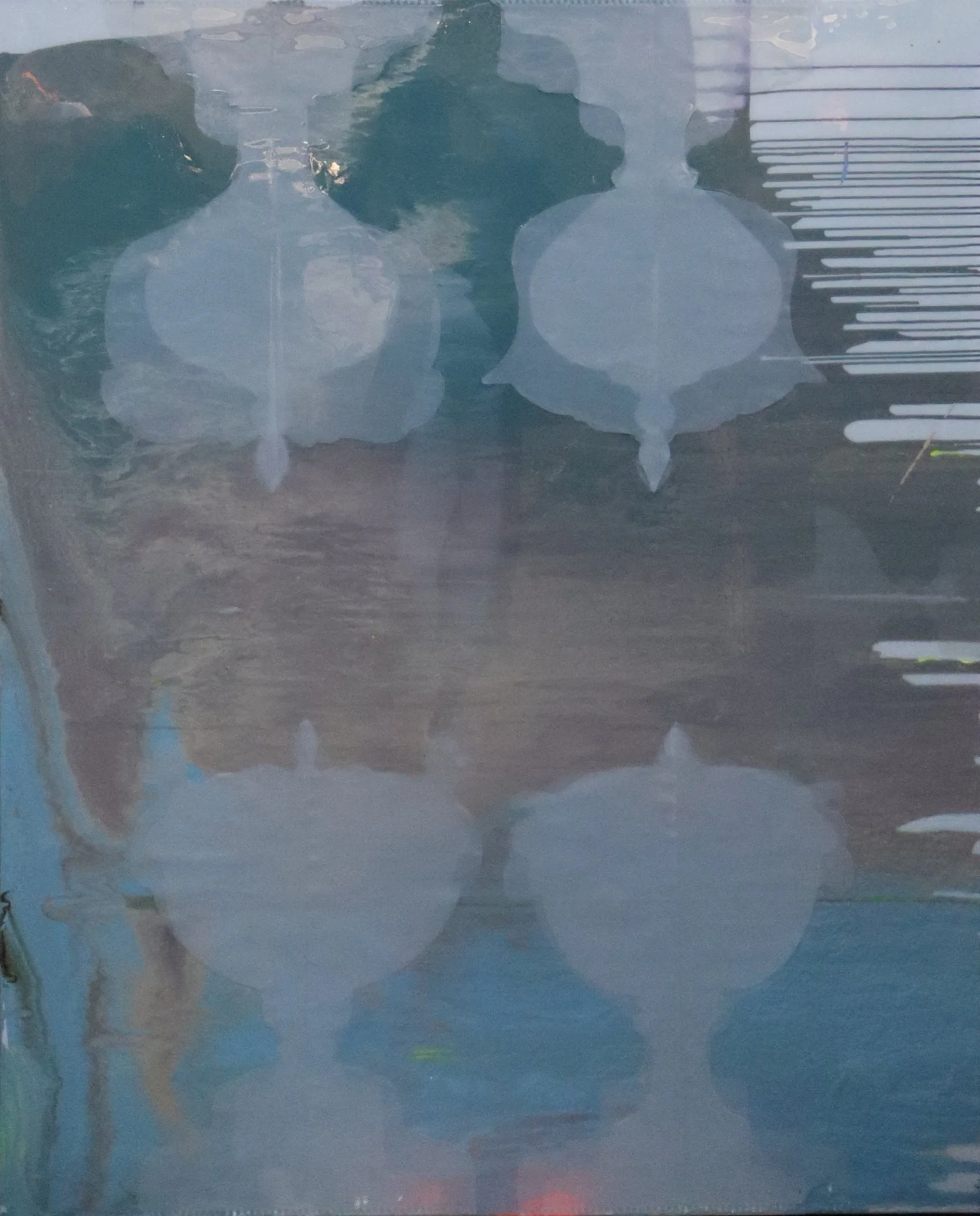 X-ray of a Vessel / 60x48x4inc, mix media, resin coated.

This work explores the idea of seeing through layers both material and emotional. Using half-transparent, hand-cut papers shaped like classical Greek vessels, I build a composition that feels 