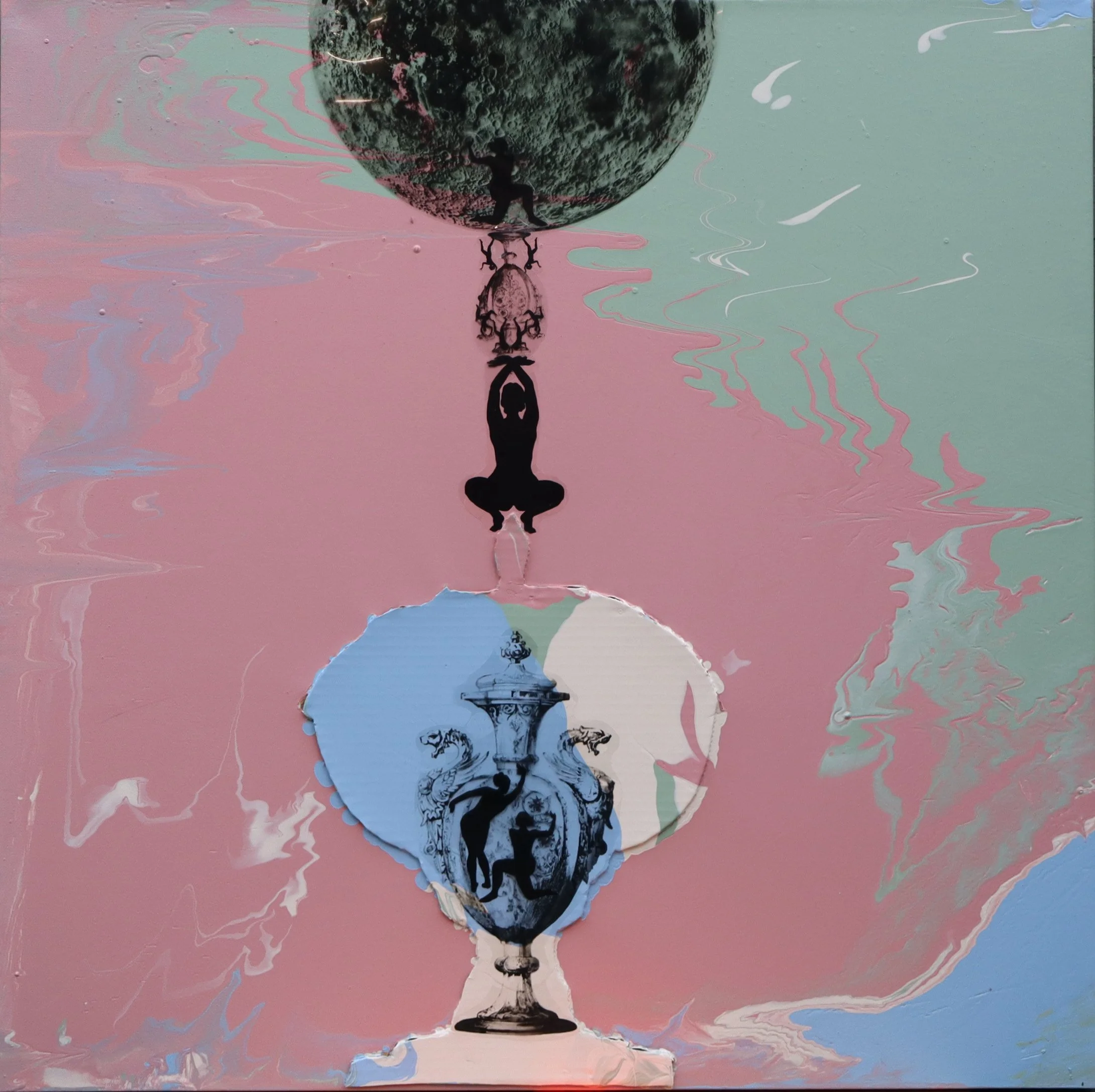 The Totem of Our Lives/ 36x36x4inc, mix media on canvas, resin coated.

To hold everything on one’s shoulders

the classical laws, the unspoken conduct,

the spirit and the body,

the soul that keeps the balance.

It is the quiet strength of being hu