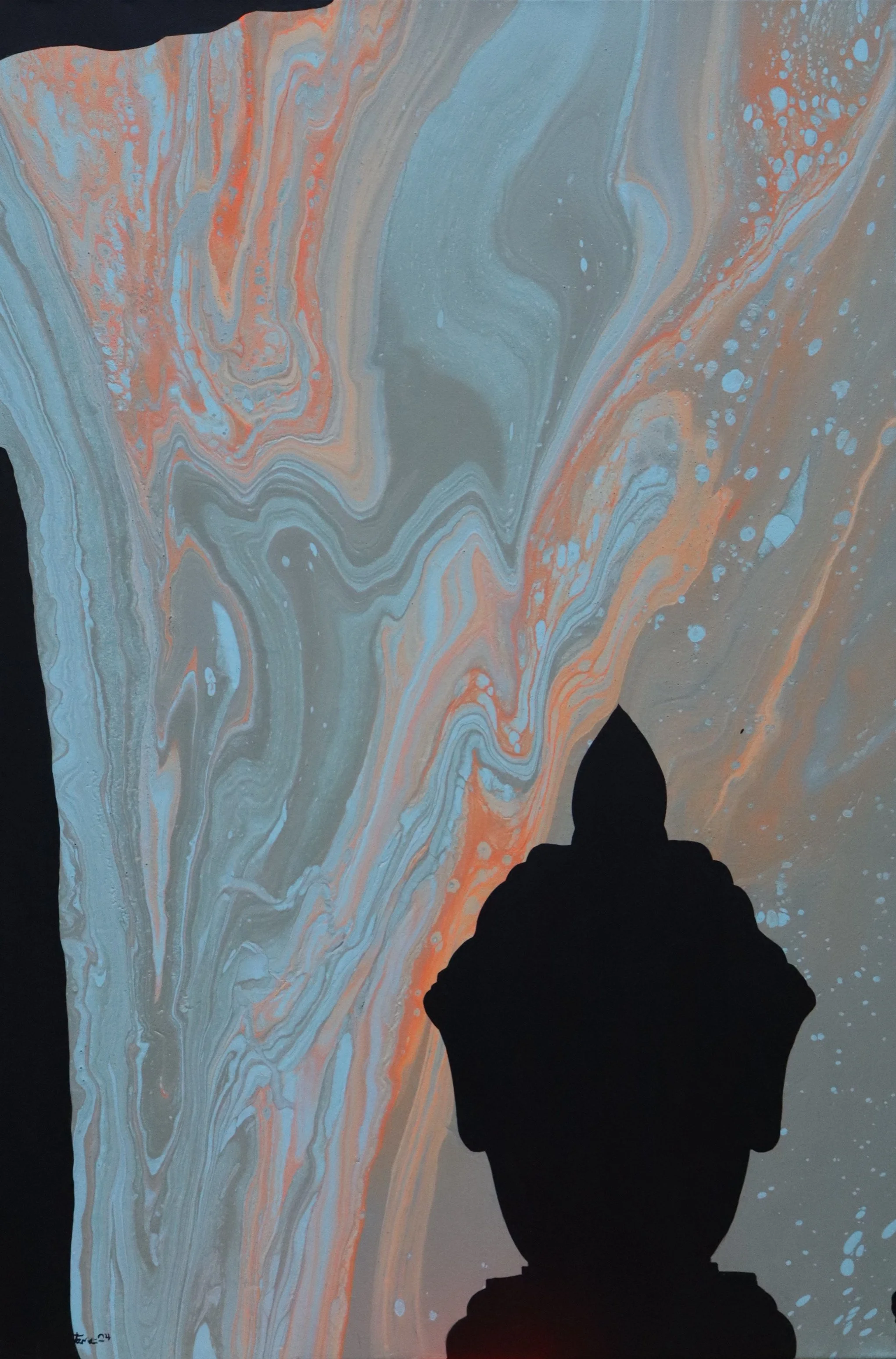 A moment of Zen/36x24x4inc, mix media. 
The silence holds a quiet certainty, like sitting by a window while chaos unfolds outside. You watch it without fear, without the need to intervene. The movement, the noise, the unpredictability all of it becom