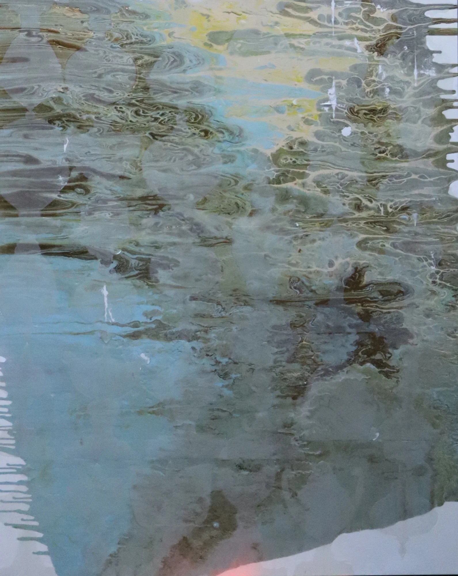 Traces Beneath the Surface/ 60x48x4inc, mix media + 37 hand cut paper vessels, resin coated.

In this series, mixed media elements find their own place on the canvas, guided more by flow than control. Pigments, textures, and fragments move freely, se