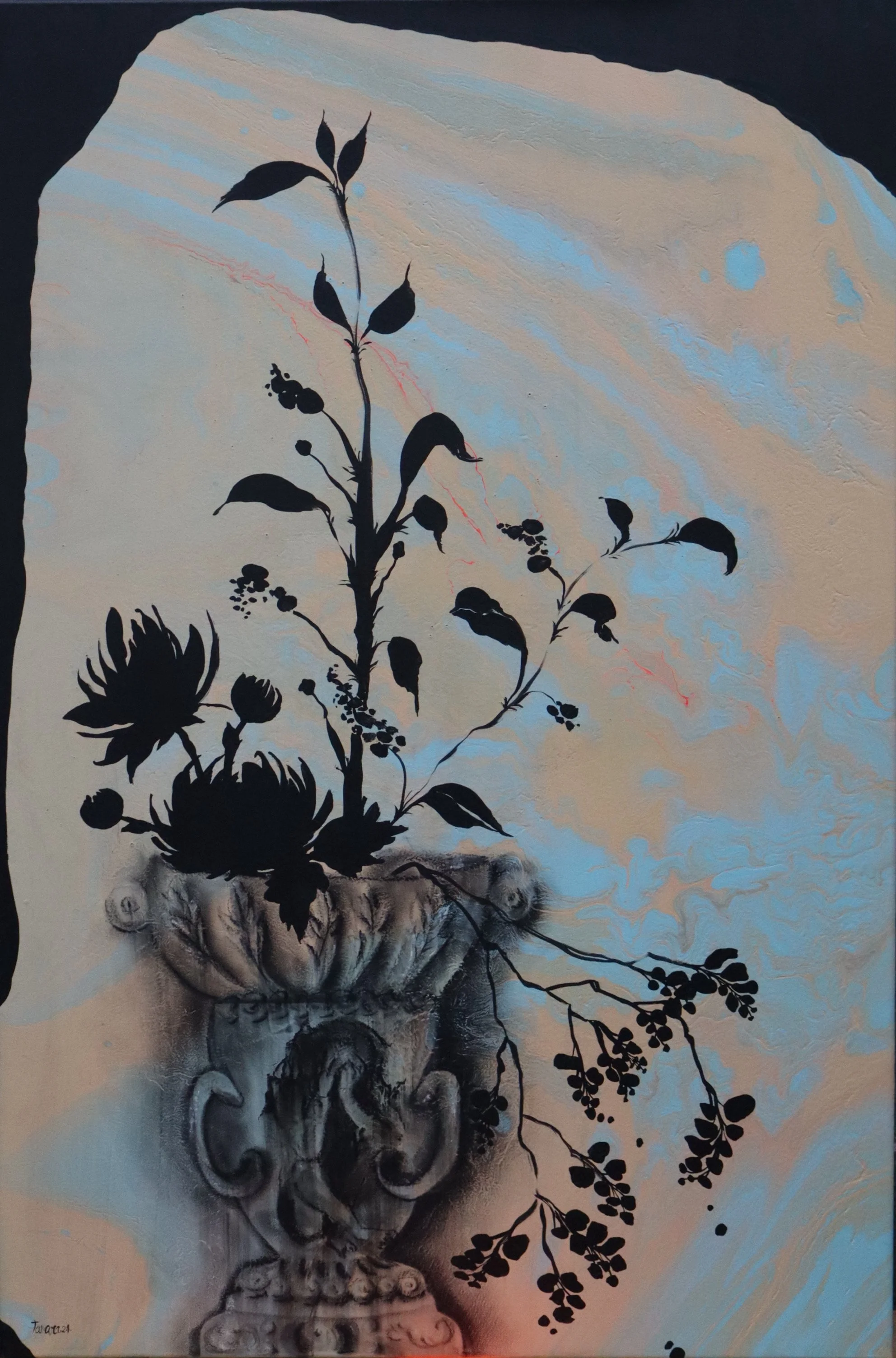 The situation/ 36x24x4inc, mix media. everything seems to exist, stable, holding the past, present, and future. But within the witness sits a painful figure who needs protection, empathy, support, reinforcement, she’s simply lots.
