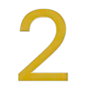A large yellow number 2 on a black background.
