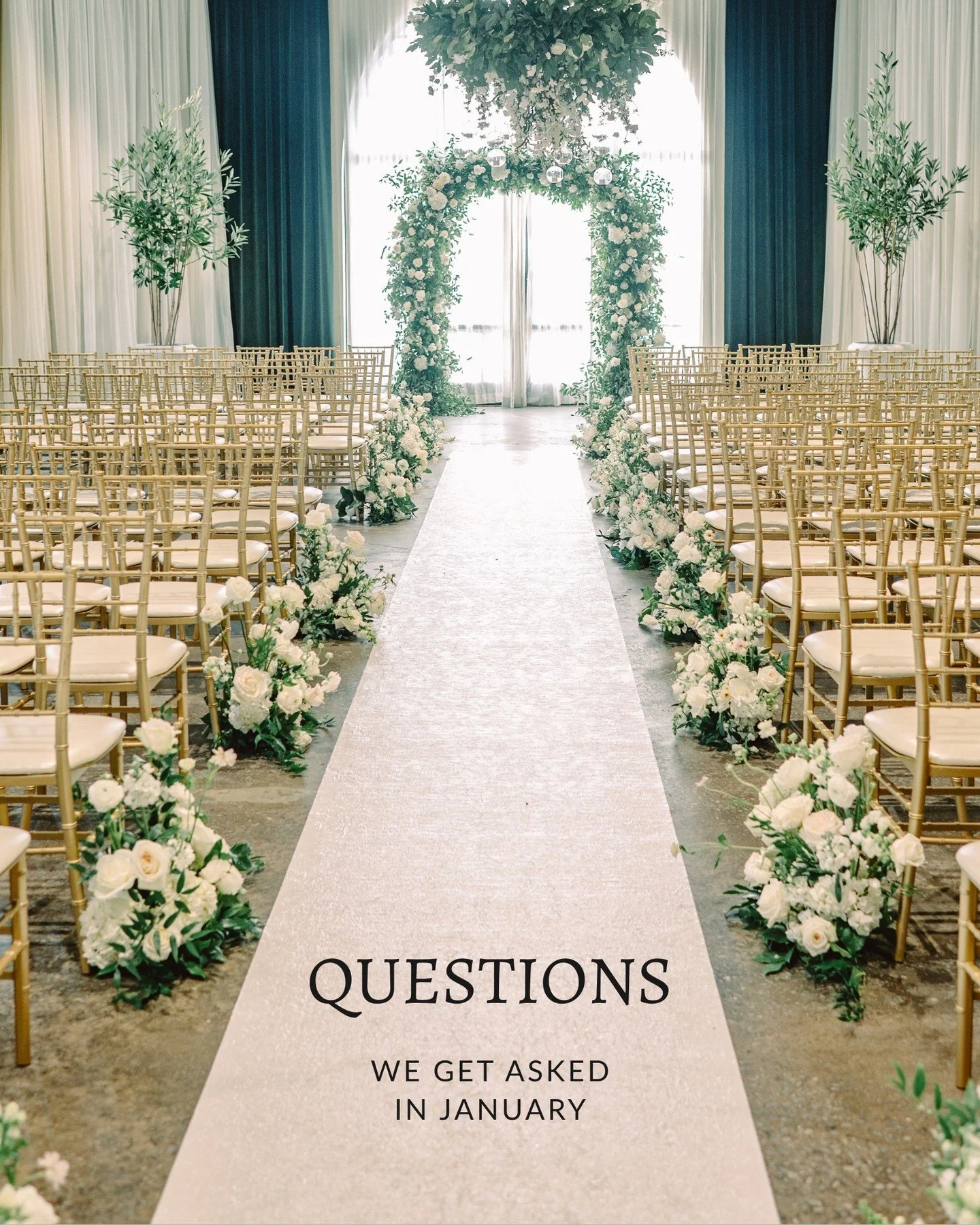 January is when most wedding planning questions start to surface.

Questions about timing, pricing, tours, and weather tend to come up as couples begin narrowing their venue search and thinking through logistics.

We've answered the questions we get 