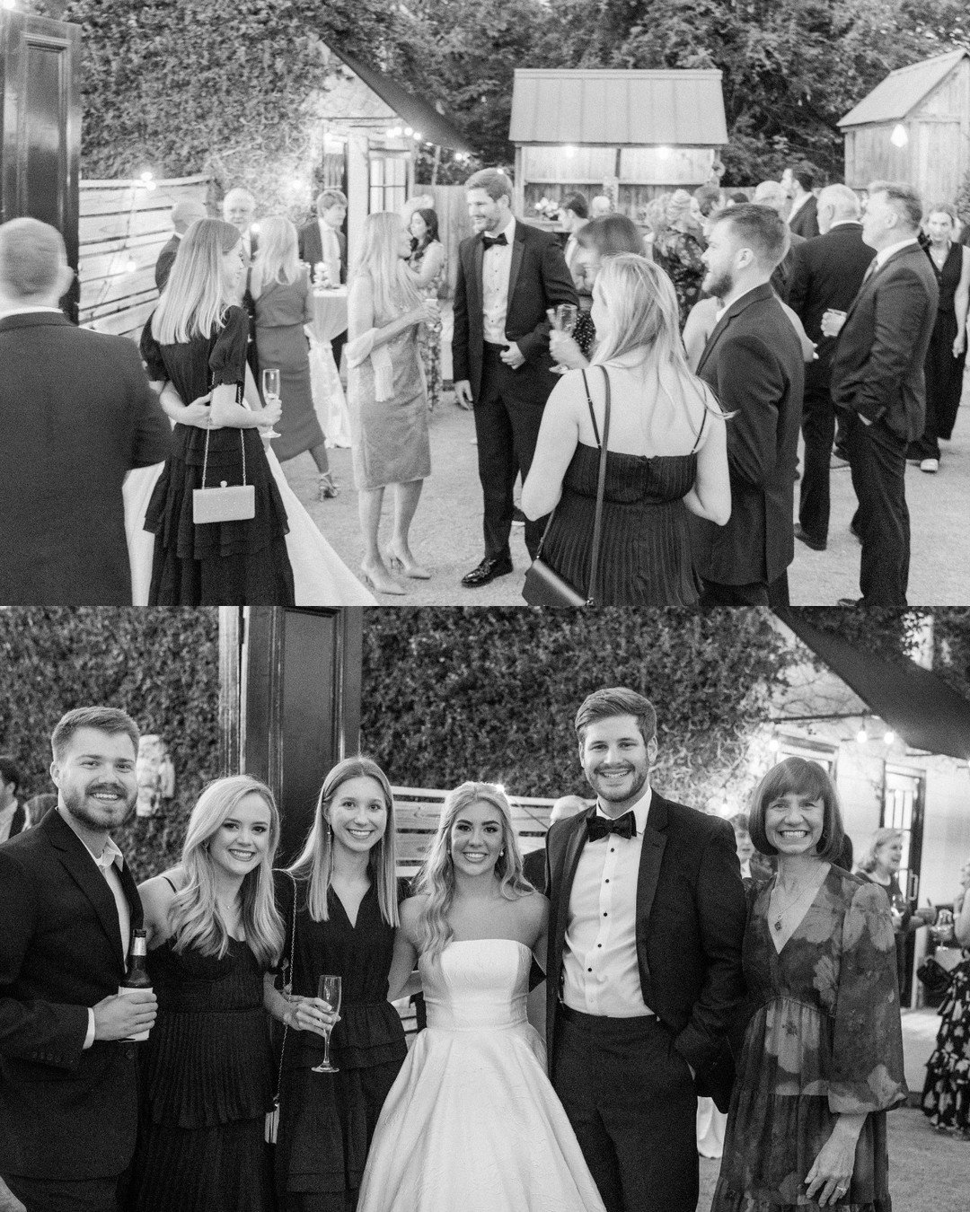 Black &amp; white never goes out of style 🥂✨ 

Hensley &amp; Ross&rsquo;s cocktail hour was all about laughs, love, and the best conversations. The best part? You can host different parts of your big day at Christopher Glenn and our sister venue @27
