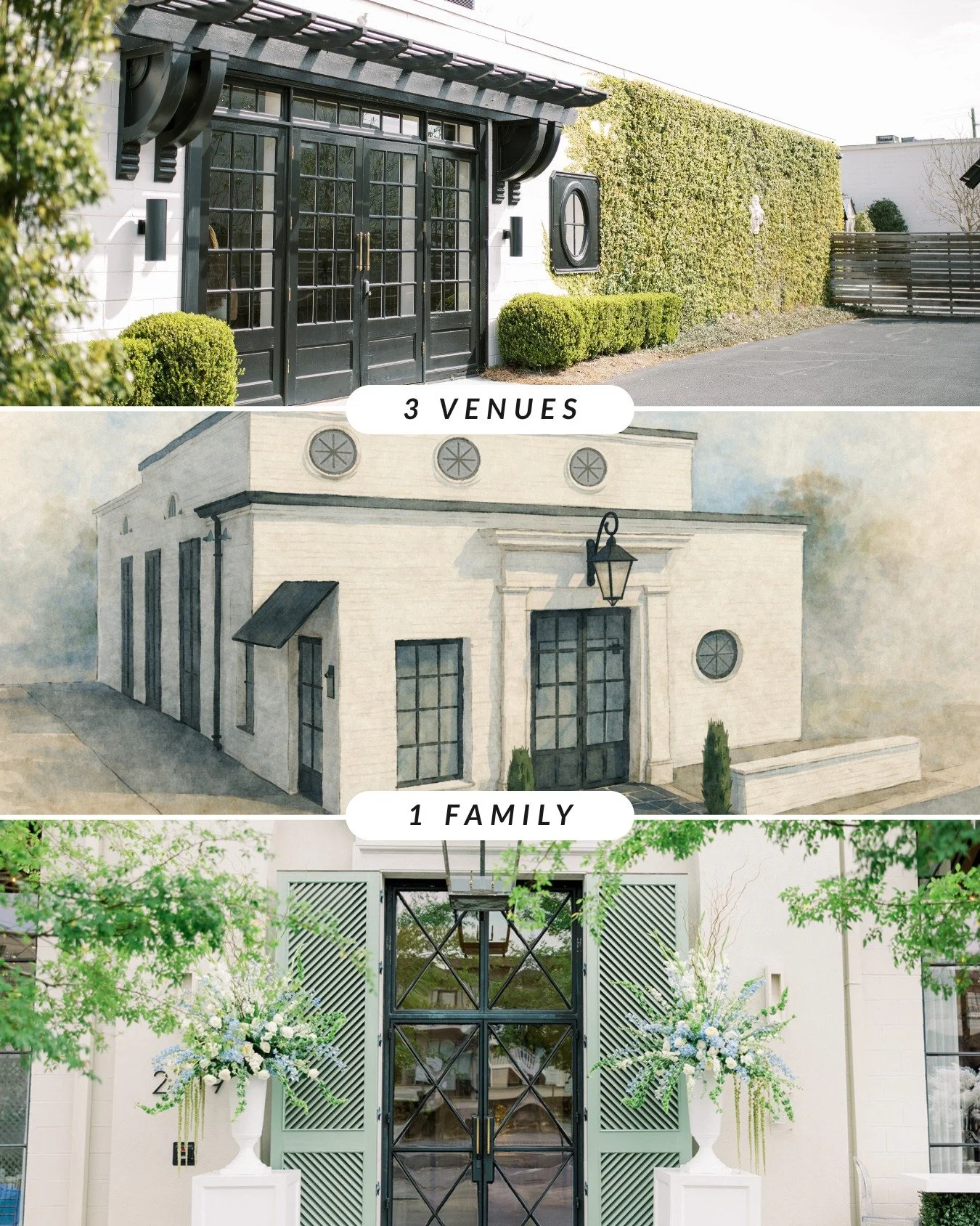 At Robinson Event Venues, our three venues sit just steps from one another, designed to support every moment of your wedding celebration.

Host your rehearsal at Christopher Glenn, your ceremony and reception at The Farrell, and your cocktail hour at