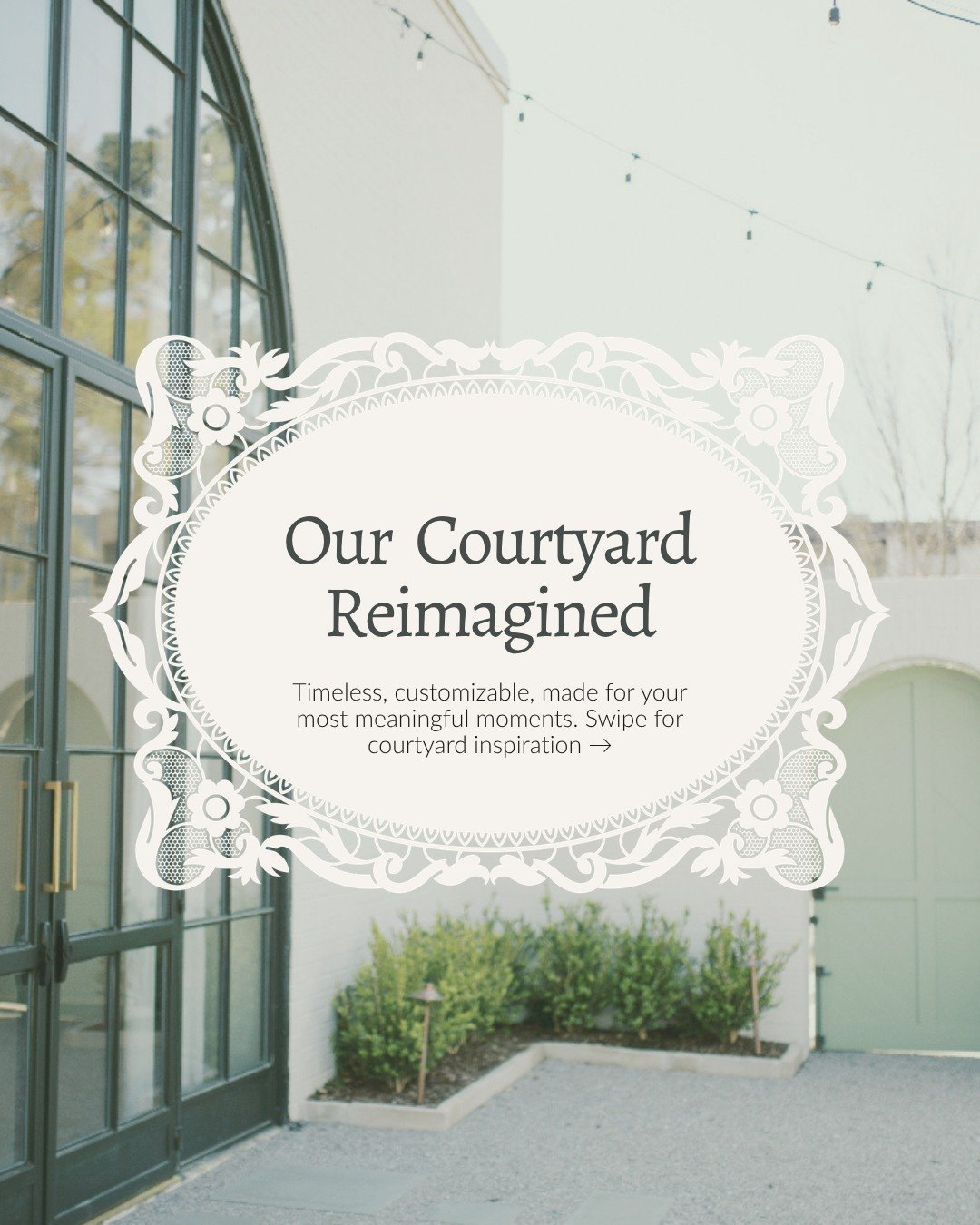 Don't forget about the courtyard! Here are some ways you can make it your own:

💐You can add flowers to the fountain to add color and incorporate the environment into your theme.

☀️Consider outdoor seating for a true summer wedding experience.

The