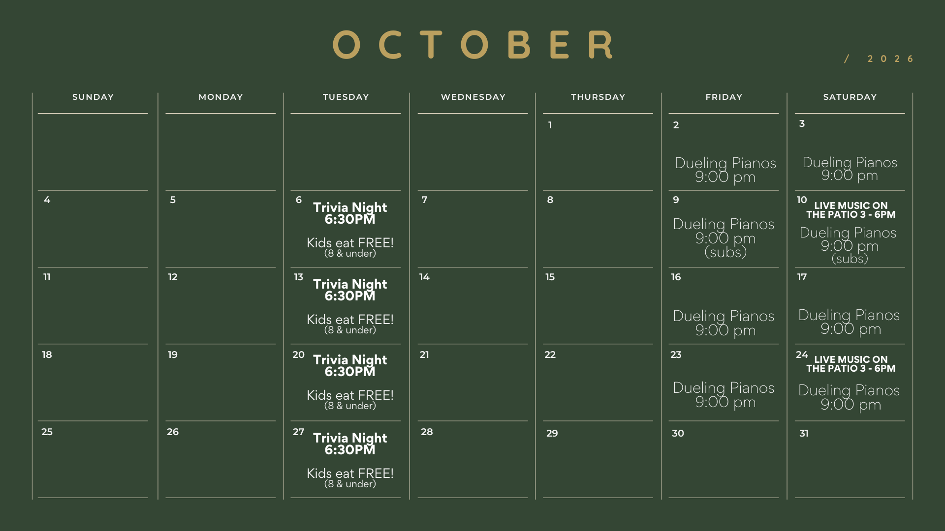 Gibsons Entertainment Schedule