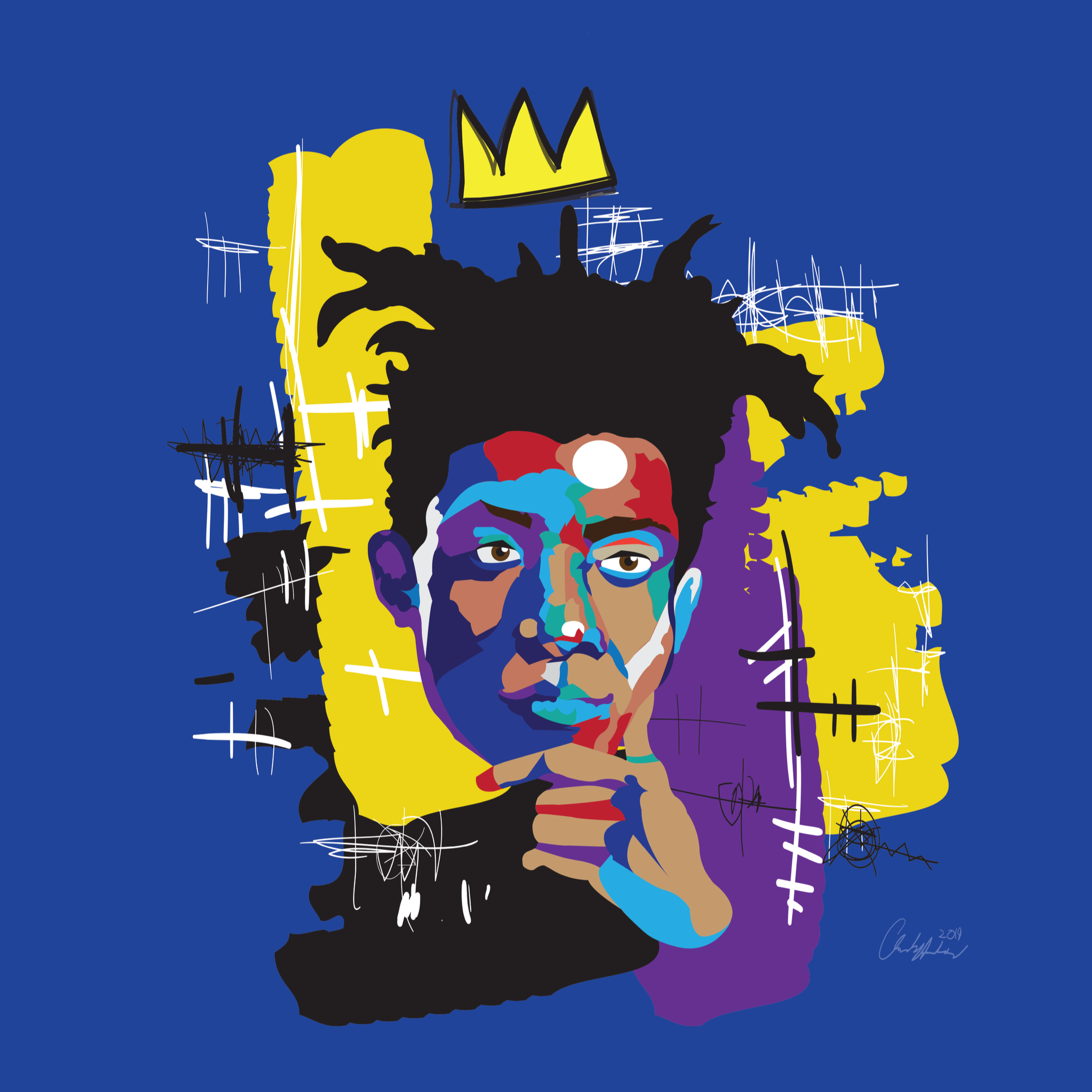 "Jean-Michel Basquiat Blue," Fine Art Print