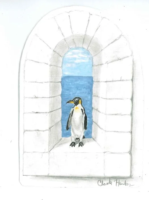 "Penguin in the Window," Fine Art Print