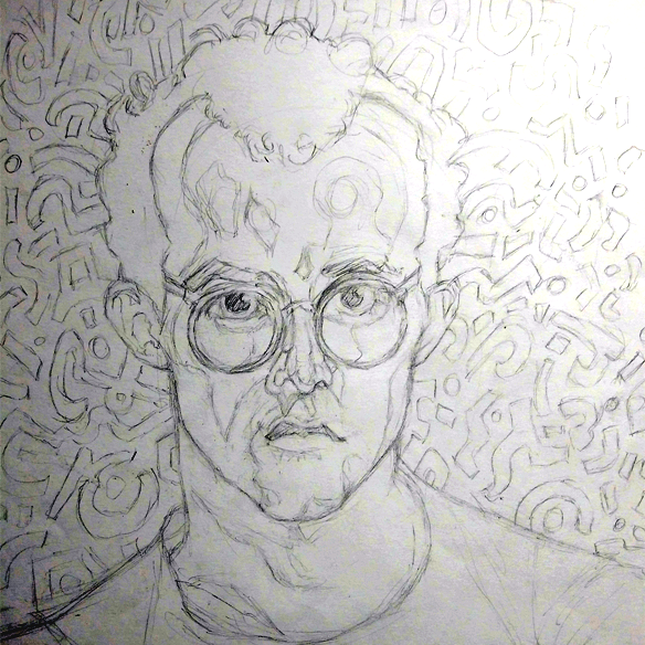 Keith Haring Portrait in Pencil
