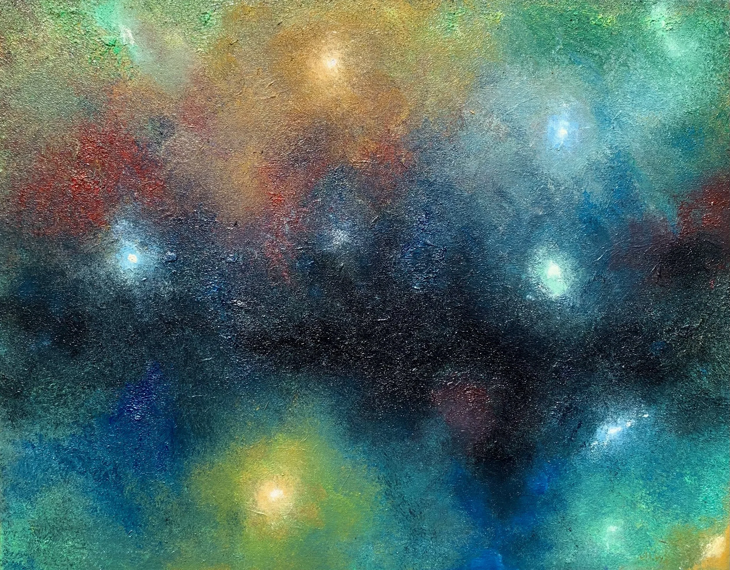 "Cosmic Rainbow Abstraction," Oil, 20x 16 in