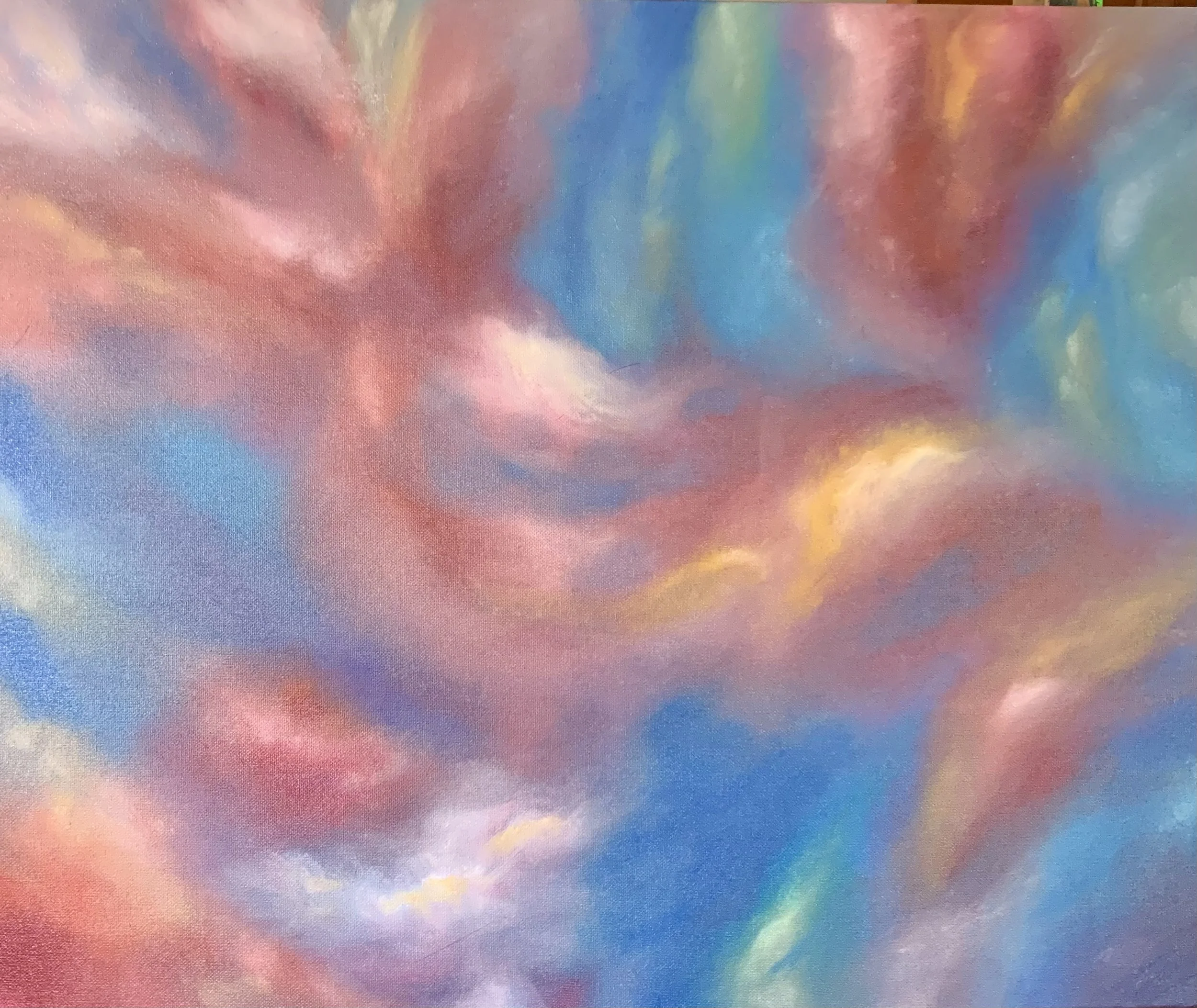 "Large Rainbow Cloud Abstract" Oil, 20x 24 in