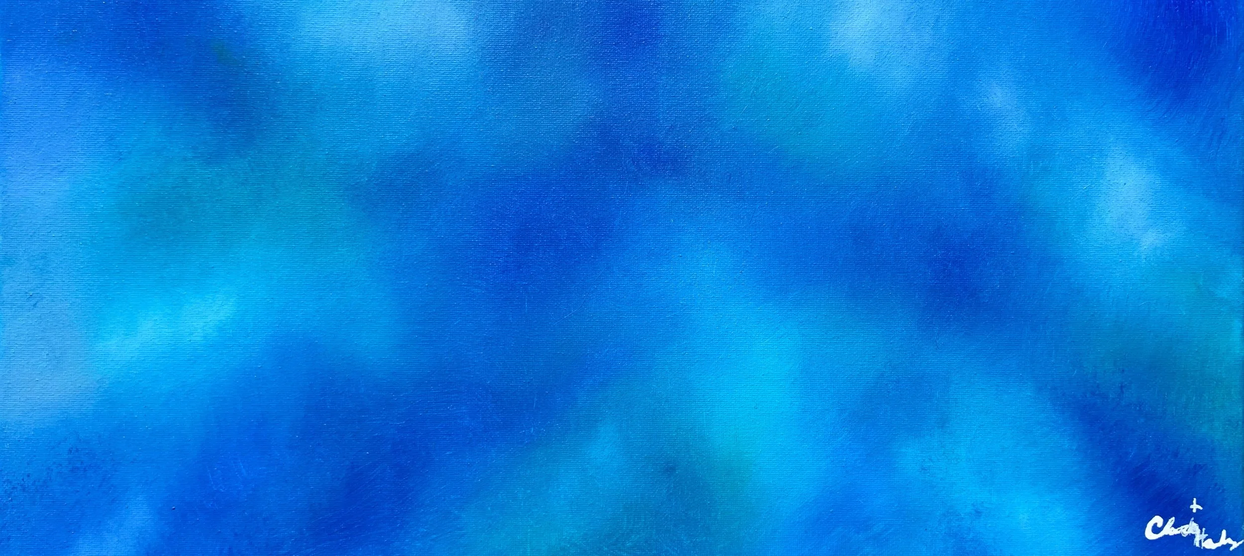 "Blue Abstract Clouds" oil, 10x20in