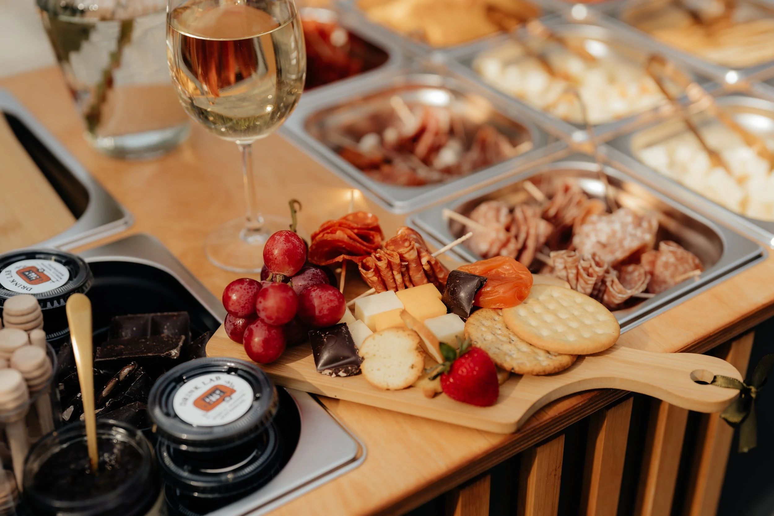 Curated charcuterie board by The Drink Lab for weddings, corporate events, and private parties.