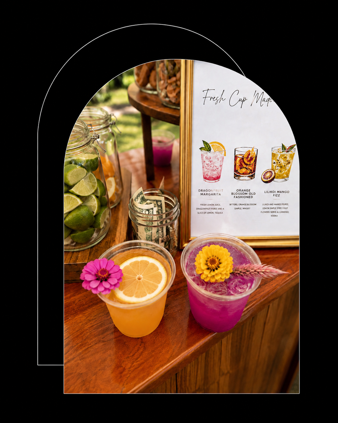 Custom cocktails by The Drink Lab mobile bartending service.