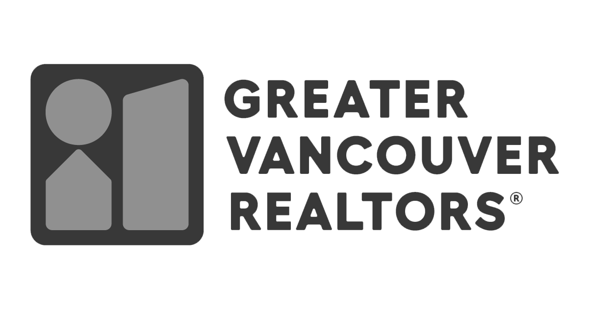 Greater Vancouver REALTORS logo with a stylized image of a person and a building in gray.