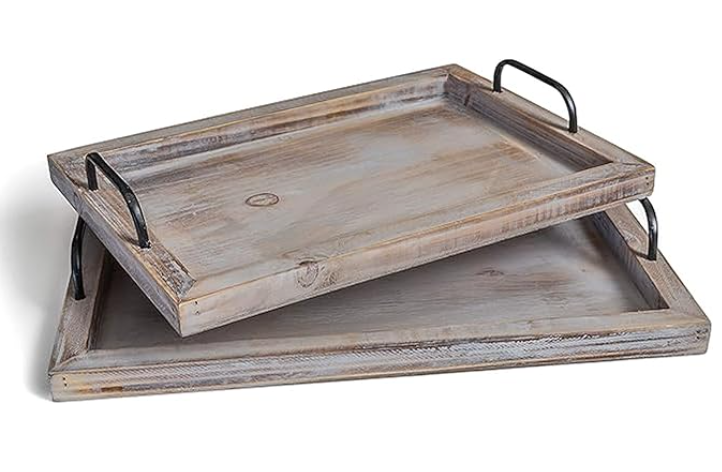 Wooden Board with Metal Handles