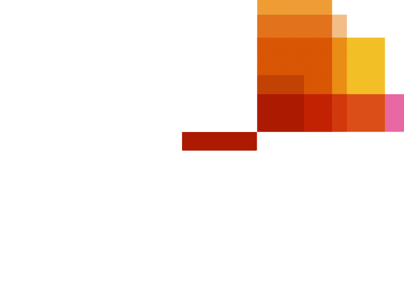 The image features the PwC logo with a multicolored pixelated square above it, composed of shades of orange, yellow, and pink.