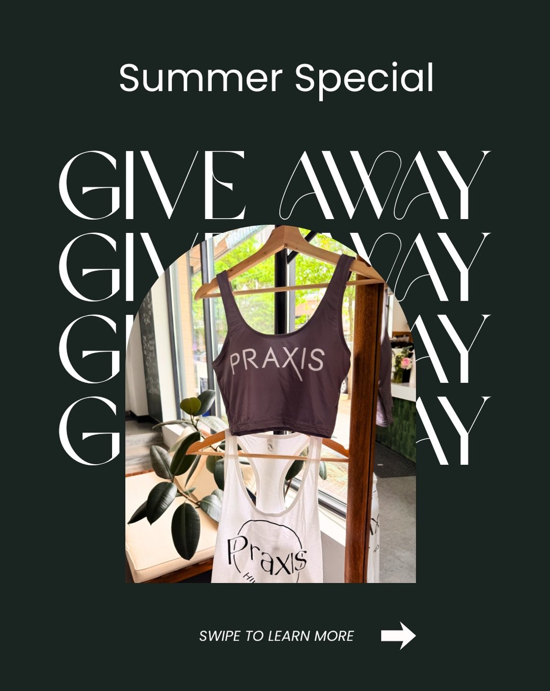 💚 PRAXIS GIVEAWAY 💚

Have you enjoyed your experience at Praxis?

We&rsquo;re giving away FREE Praxis tanks to the first 15 members who leave us a review on Google, Yelp or Class Pass!

Reviews help our small business grow, support our instructors,