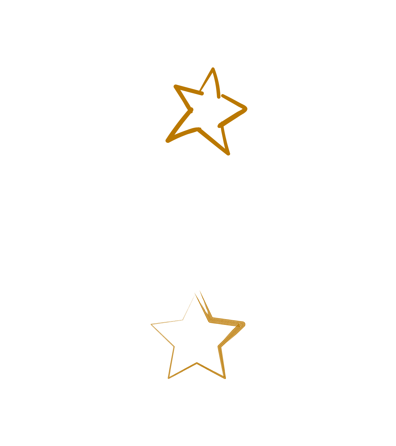 Black background with gold outlined stars, one at the top, one at the bottom, and a gold star drawing in the middle