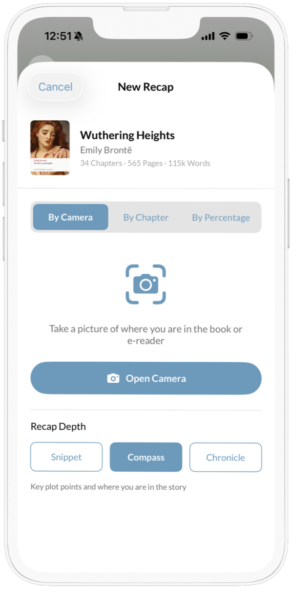 app prompting user to take a picture of where they are in Wuthering Heights