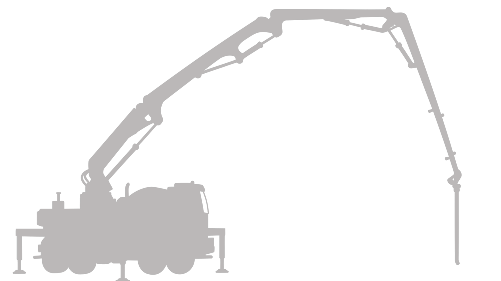 Silhouette of a concrete pump truck used in Cascades pool construction, representing precision placement of structural concrete for perfectly level and durable pool shells.