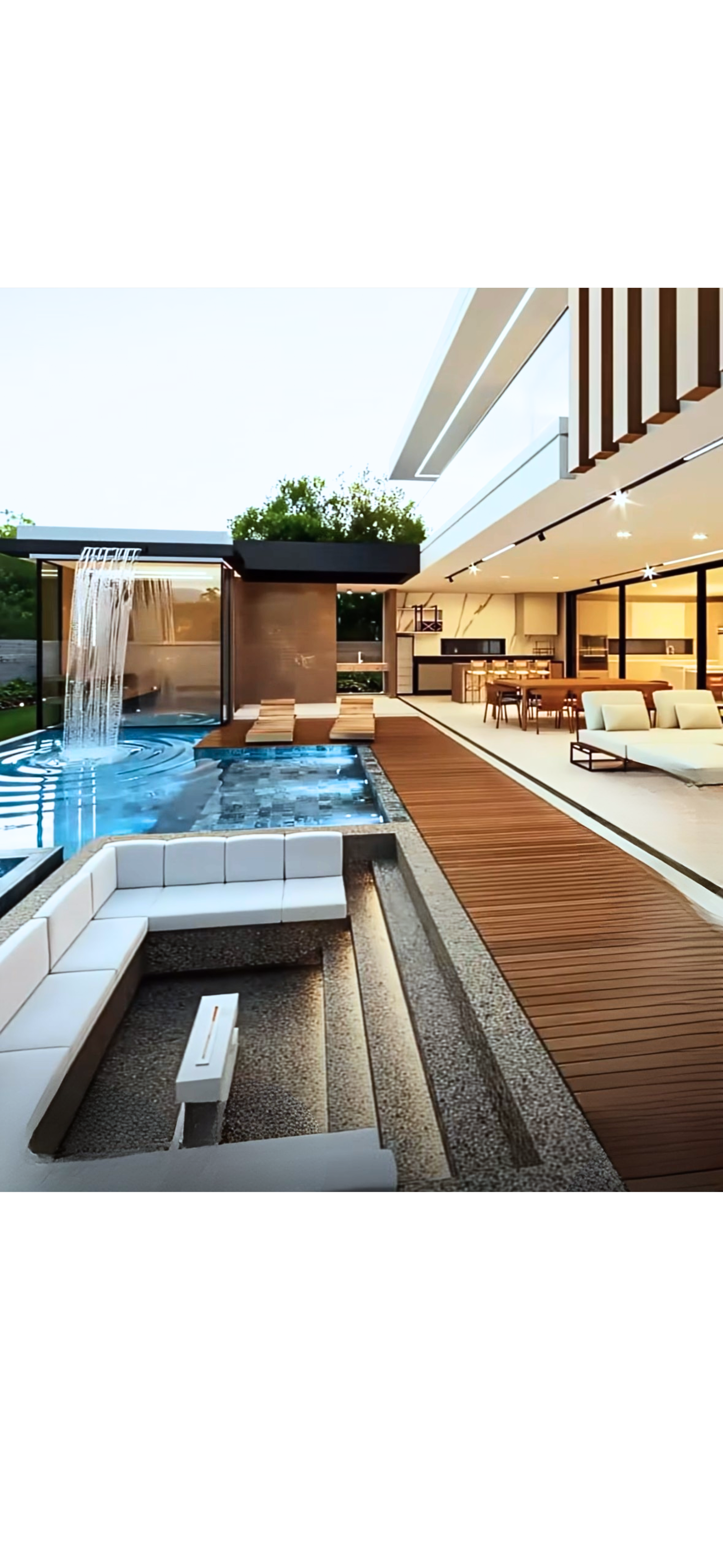 Sunken Lounge with Fire Feature | Cascades Dallas