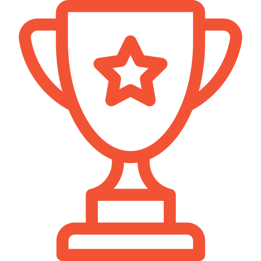 Outline of a trophy with a star in the center.