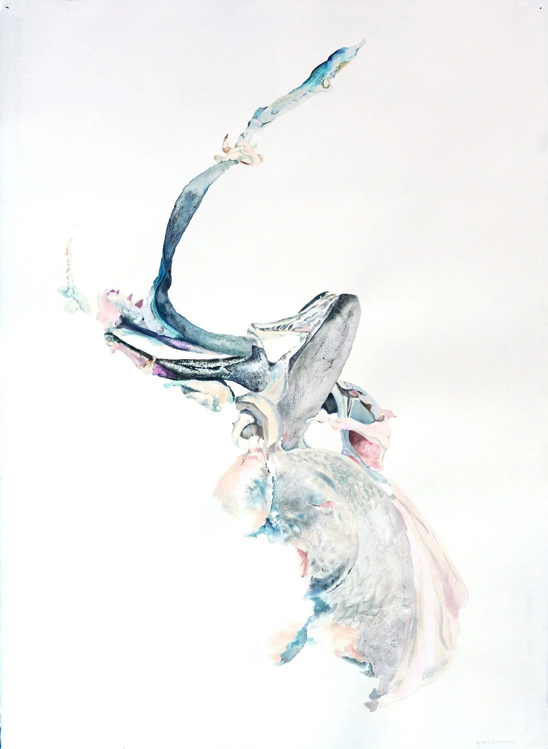 Elemental, #2, ©Kat O’Connor 2025, 30" X 22", Watercolor and Oil on Oil Paper. Image #620