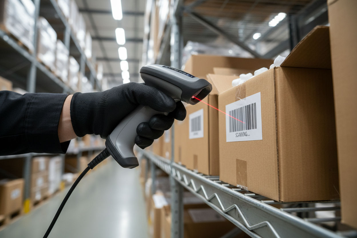 eCommerce prep center warehouse handling inventory and shipping boxes