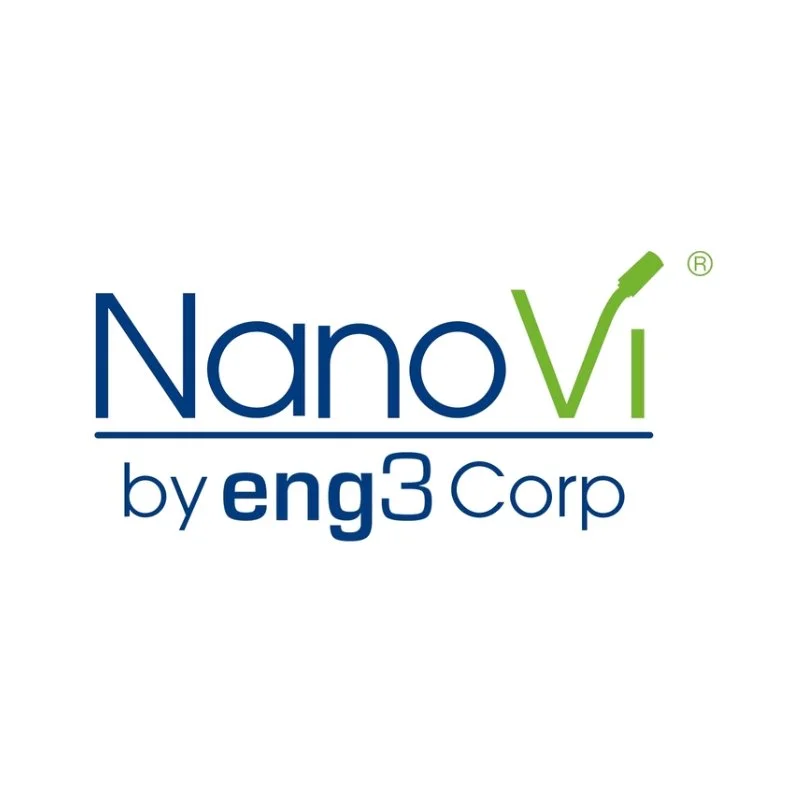 NanoVi by eng3 Corp logo with text and a green checkmark symbol.