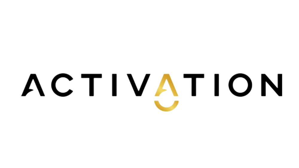 The word 'ACTIVATION' with a 3D gold and purple arrow replacing the letter A.