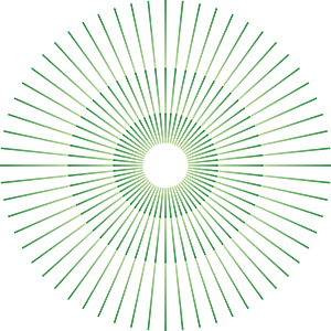 Abstract green digital radial pattern with circular design and radiant lines.