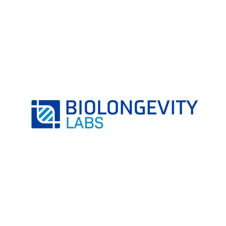 Logo of Biolongeity Labs featuring a stylized DNA strand within a square icon, with the company name in blue text.