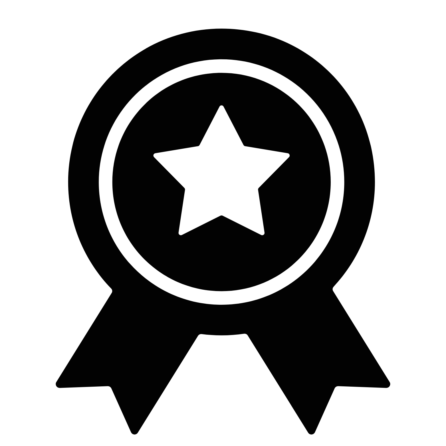 Black award ribbon with star in the center.