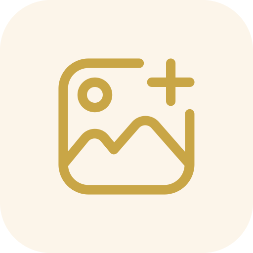 Icon of a mountain range, sun or circle, and plus sign, representing an image editing tool or feature.