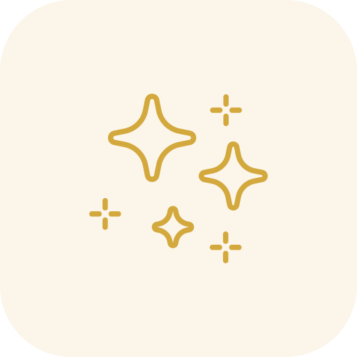 Stylized illustration of sparkling stars or glitter in gold color on a light background.