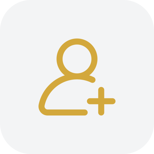 Icon of a person with a plus sign, indicating adding or creating a user.