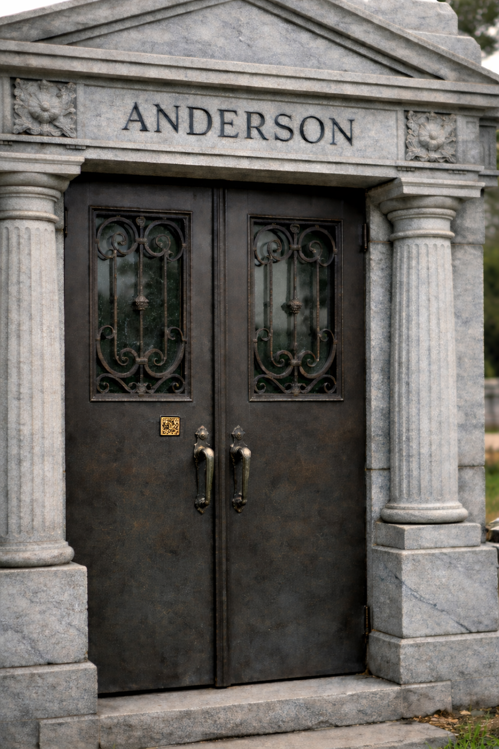bronze QR memorial plate mausoleum tribute