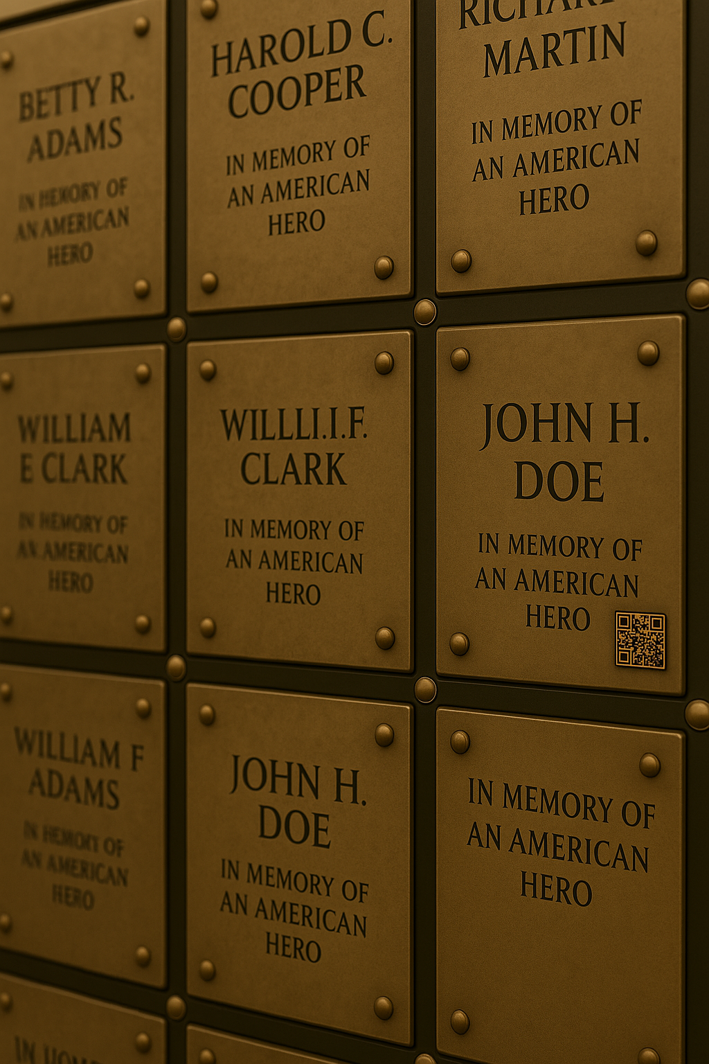 bronze QR memorial plate columbarium