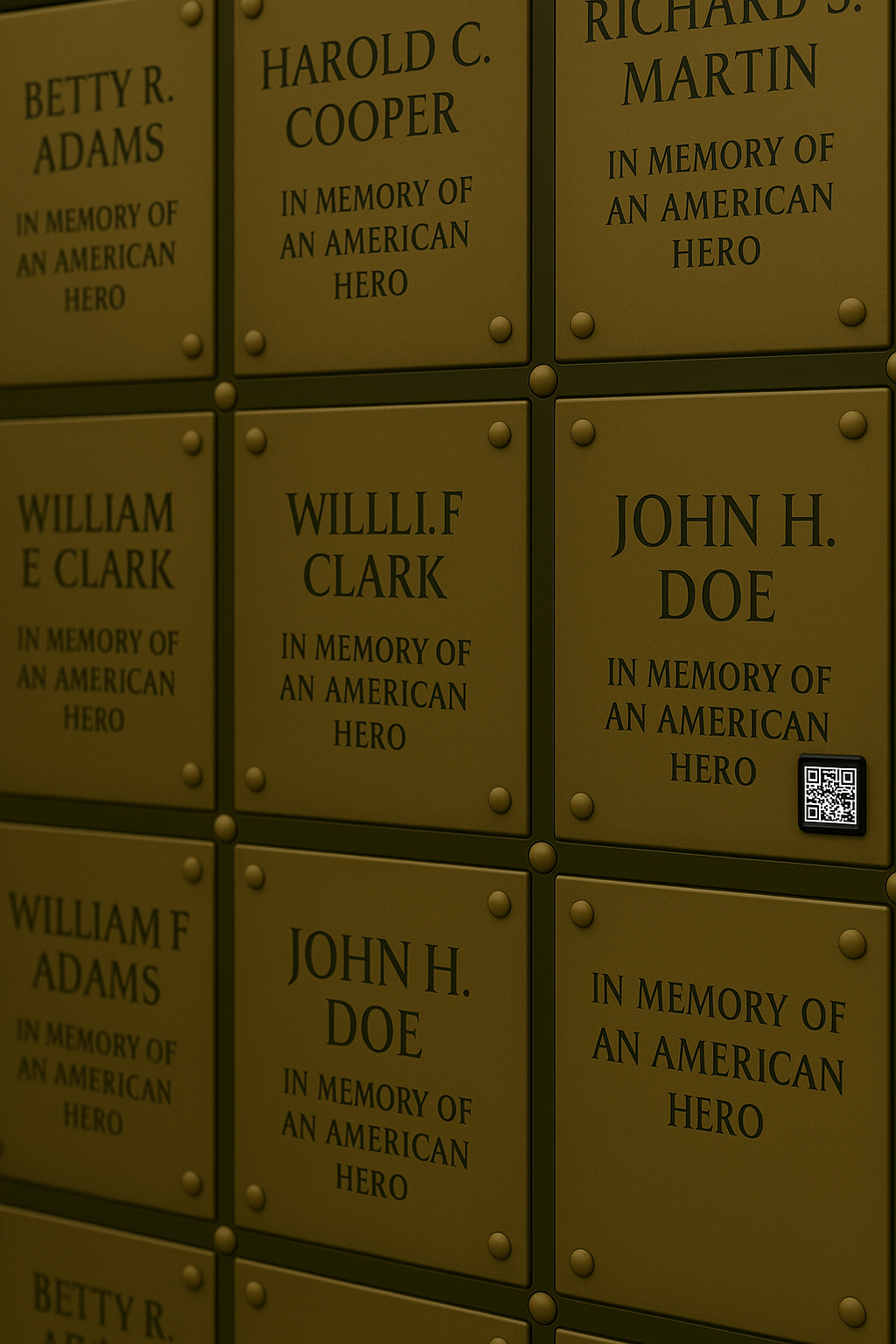 black stainless steel QR memorial plate columbarium