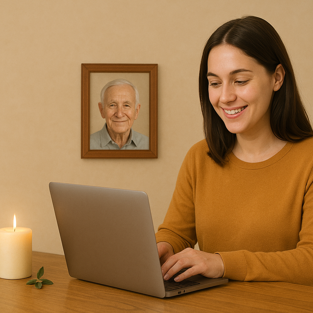 scanning QR memorial plate with smartphone