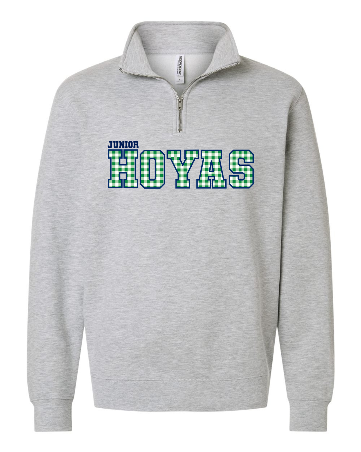 Gingham Hoyas Quarter Zip - Athletic Heather.png