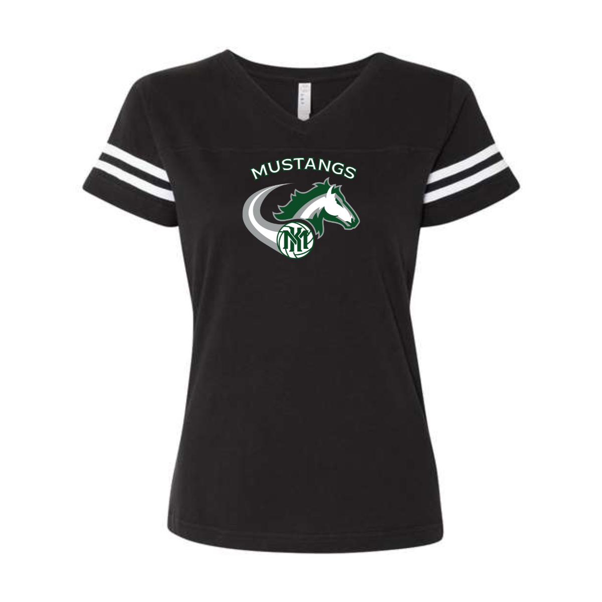 Mustang Swoosh Women's Stripe Sleeve Tee